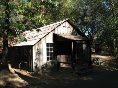 Cabin of James Marshall and Marker image. Click for full size.
