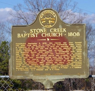Stone Creek Baptist Church - 1808 Marker image. Click for full size.