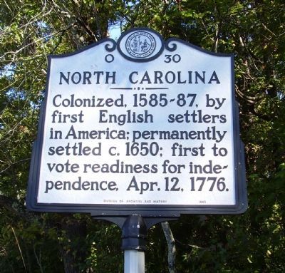 North Carolina Marker. Click for full size. North Carolina Marker image. Click for full size.