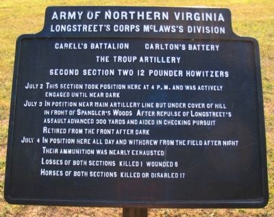 Cabell's Battalion - Carlton's Battery Tablet. Click for full size. Cabell's Battalion - Carlton's Battery Tablet image. Click for full size.
