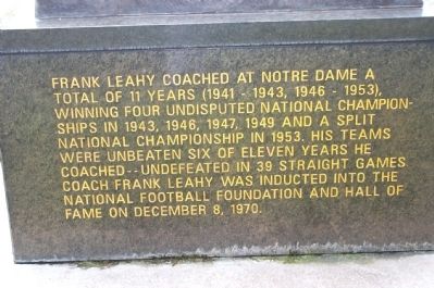 Back of Frank Leahy Sculpture image. Click for full size.