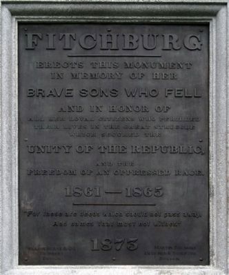 Fitchburg Civil War Memorial Marker. Click for full size. Fitchburg Civil War Memorial Marker image. Click for full size.