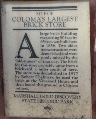 Coloma’s Largest Brick Store Marker. Click for full size. Coloma’s Largest Brick Store Marker image. Click for full size.