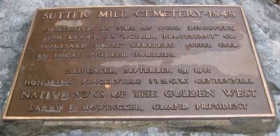 Sutter Mill Cemetery – 1848 Marker image. Click for full size.