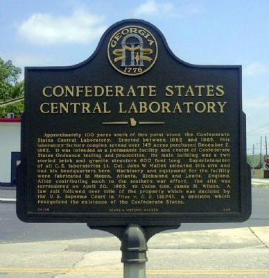 Confederate States Central Laboratory Marker image. Click for full size.