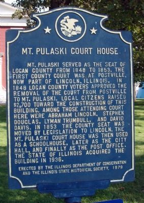 Mt. Pulaski Court House Marker image. Click for full size.