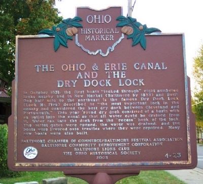 The Ohio & Erie Canal and the Dry Dock Lock Marker image. Click for full size.
