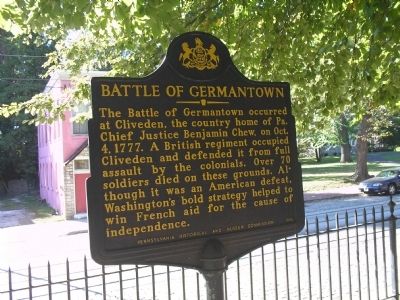 Battle of Germantown Marker image. Click for full size.