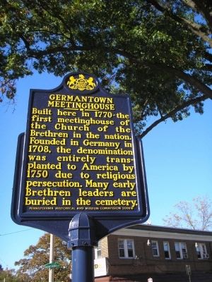 Germantown Meetinghouse Marker. Click for full size. Germantown Meetinghouse Marker image. Click for full size.