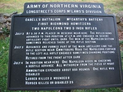 Cabell's Battalion - McCarthy's Battery Tablet image. Click for full size.