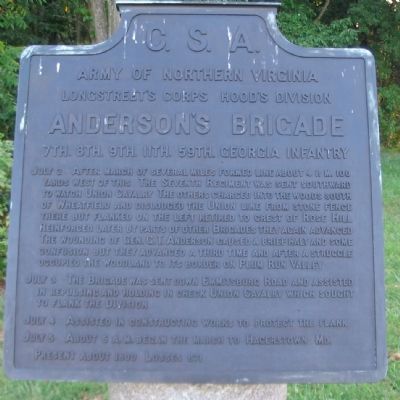 Anderson's Brigade Tablet. Click for full size. Anderson's Brigade Tablet image. Click for full size.