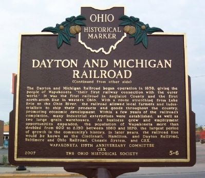Dayton and Michigan Railroad Marker (Side B) image. Click for full size.