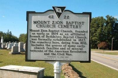 Mount Zion Baptist Church Cemetery Marker. Click for full size. Mount Zion Baptist Church Cemetery Marker image. Click for full size.