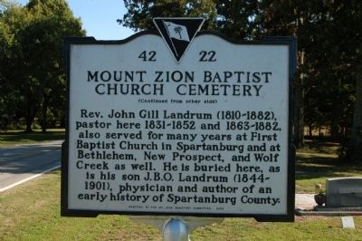 Mount Zion Baptist Church Cemetery Marker. Click for full size. Mount Zion Baptist Church Cemetery Marker image. Click for full size.