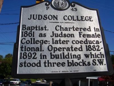 Judson College Marker. Click for full size. Judson College Marker image. Click for full size.