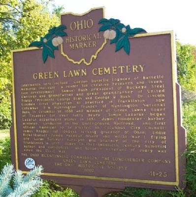 Green Lawn Cemetery Marker (Side B). Click for full size. Green Lawn Cemetery Marker (Side B) image. Click for full size.