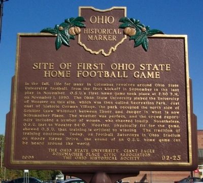 Site of First Ohio State Home Football Game Marker (Side A) image. Click for full size.