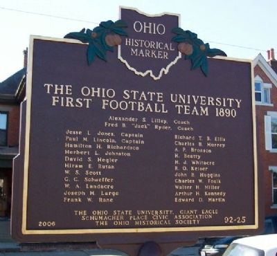 The Ohio State University First Football Team 1890 Marker image. Click for full size.