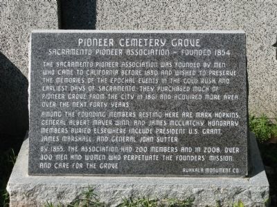 Pioneer Cemetery Grove Marker. Click for full size. Pioneer Cemetery Grove Marker image. Click for full size.