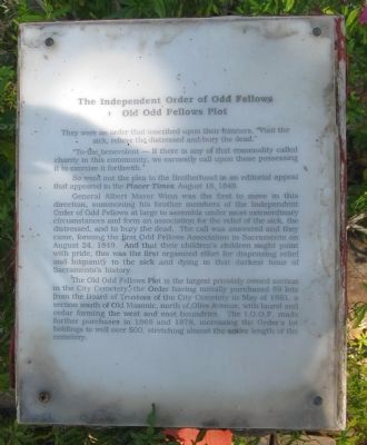 Old Odd Fellows Plot Marker. Click for full size. Old Odd Fellows Plot Marker image. Click for full size.