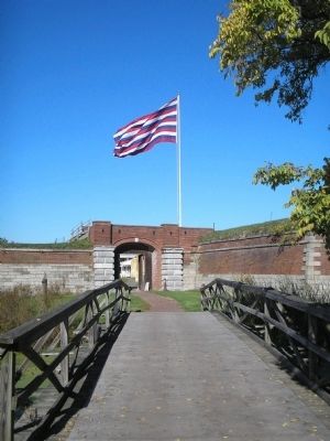 Main Gate and Flag at Fort Mifflin. Click for full size. Main Gate and Flag at Fort Mifflin image. Click for full size.