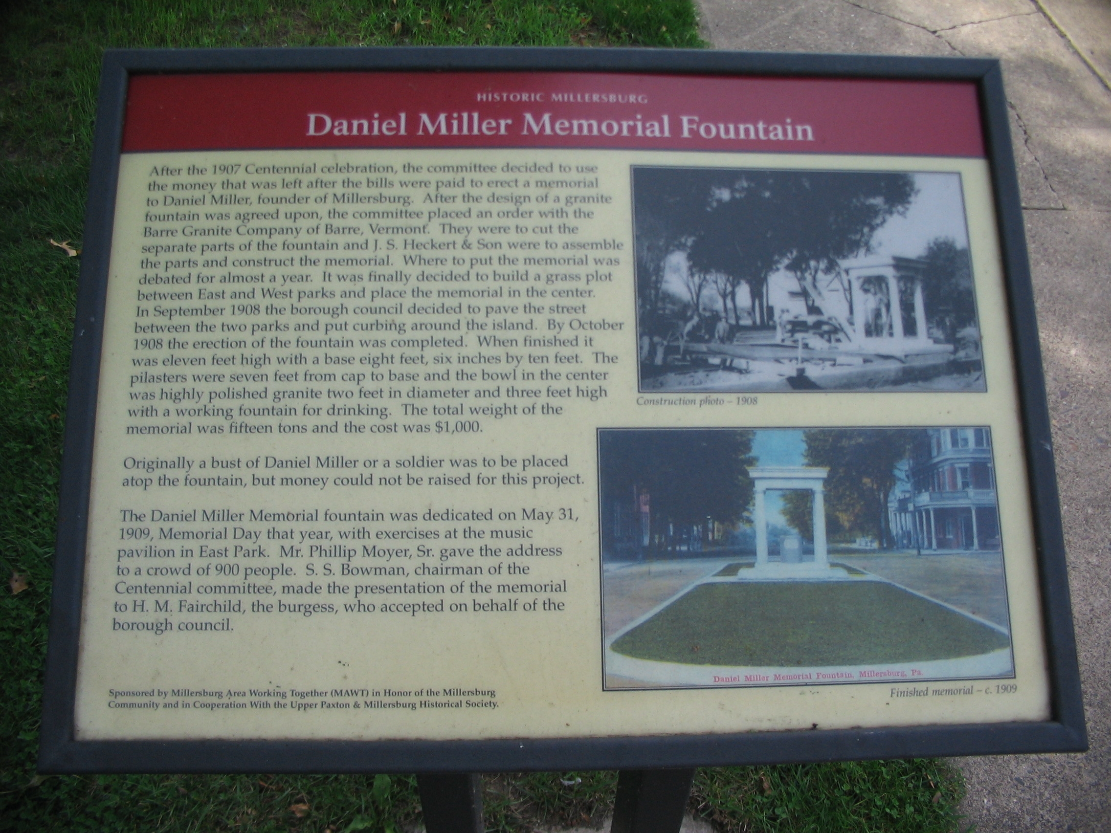 Daniel Miller Memorial Fountain Marker