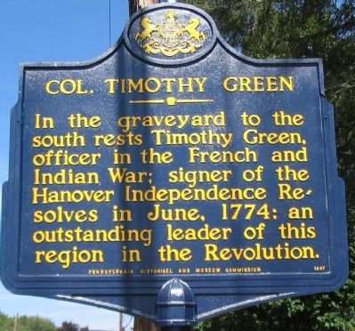 Col. Timothy Green Marker image. Click for full size.