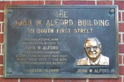 The John W. Alford Building Marker. Click for full size. The John W. Alford Building Marker image. Click for full size.