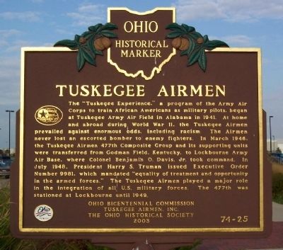 Tuskegee Airmen Marker. Click for full size. Tuskegee Airmen Marker image. Click for full size.