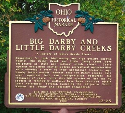 Big Darby and Little Darby Creeks Marker image. Click for full size.