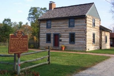Groveport Log House and Marker image. Click for full size.