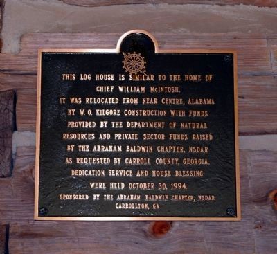 Marker on the house at McIntosh Reserve, site of the Council Bluffs Treaty. image. Click for full size.