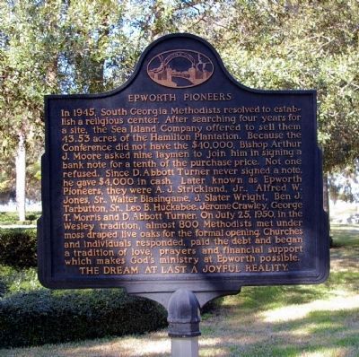"Epworth Pioneers" -- Reverse side of Epworth By The Sea Marker image. Click for full size.