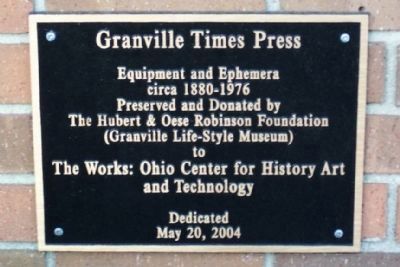 Granville Times Press Marker image. Click for full size.