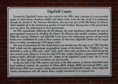 Edgefield County Marker image. Click for full size.