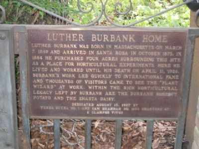Luther Burbank Home Marker image. Click for full size.