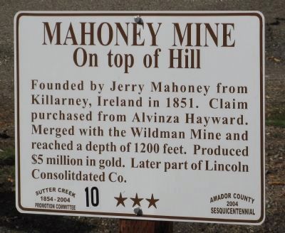 Mahoney Mine Marker. Click for full size. Mahoney Mine Marker image. Click for full size.