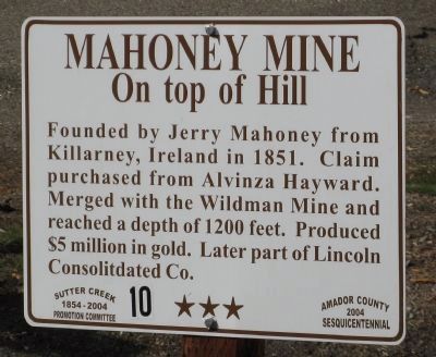 Mahoney Mine Marker image. Click for full size.