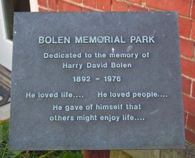 Bolen Memorial Park Marker image. Click for full size.