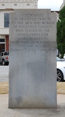 Edgefield County Veterans Memorial Marker - Reverse image. Click for full size.