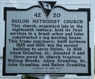Shiloh Methodist Church Marker </b>front image. Click for full size.