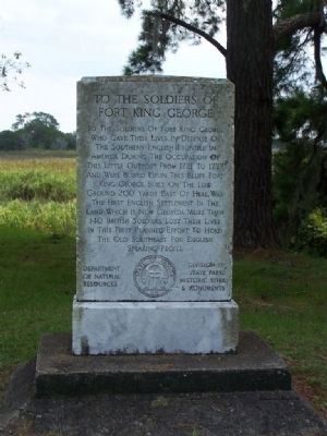 To The Soldiers Of Fort King George Marker image. Click for full size.