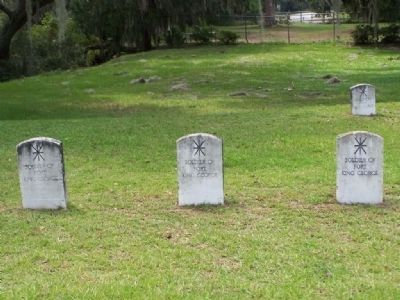Some of The Soldiers Of Fort King George gravestones, close-up image. Click for full size.