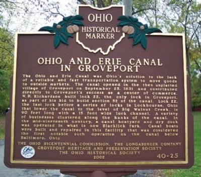 Ohio and Erie Canal in Groveport Marker image. Click for full size.