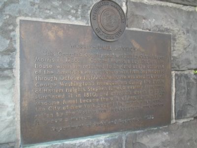 Morris-Jumel Mansion Marker. Click for full size. Morris-Jumel Mansion Marker image. Click for full size.
