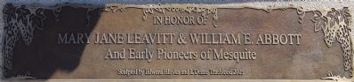 In Honor of Mary Jane Leavitt & William E. Abbott<br>And Early Pioneers of Mesquite. Click for full size. In Honor of Mary Jane Leavitt & William E. Abbott<br>And Early Pioneers of Mesquite image. Click for full size.