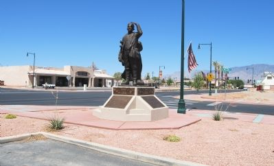 Abbott Statue along Mesquite Boulevard which he built. Click for full size. Abbott Statue along Mesquite Boulevard which he built image. Click for full size.