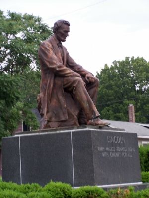 This Lincoln statue is near the marker. image. Click for full size.