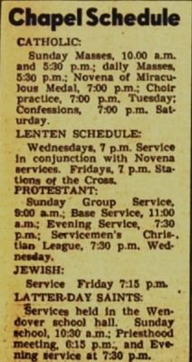 Service Schedule, March 30, 1944 image. Click for full size.