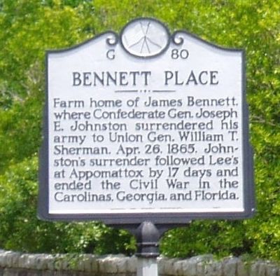 Bennett Place Marker image. Click for full size.